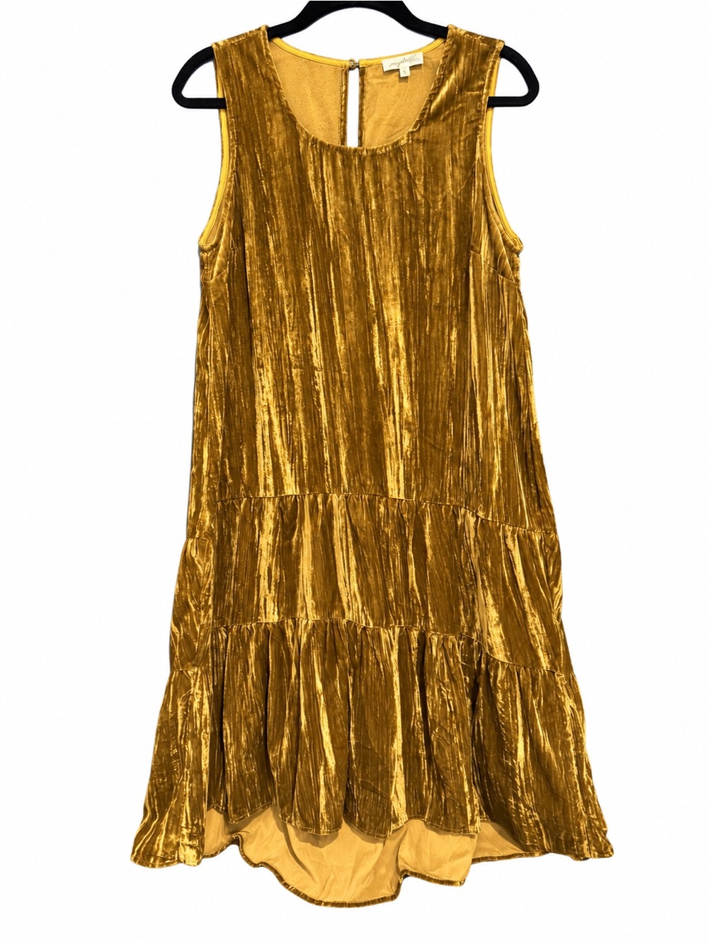 Velvet Tiered Dress in Olive Green Sleeveless Cocktail Dress